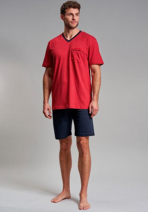 GÖTZBURG Shortama hattan Korte mouw V-hals korte broek katoen zacht (2-delig) - Foto 3
