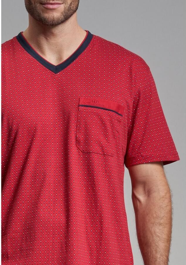 GÖTZBURG Shortama hattan Korte mouw V-hals korte broek katoen zacht (2-delig)