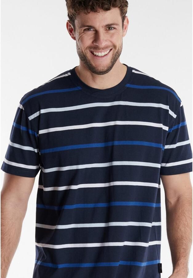 GÖTZBURG Shortama Midtown Korte mouw ronde hals gestreept bovenstuk zacht katoenmix (2-delig)