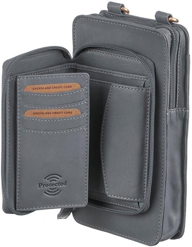 GreenLand Nature Gsm-tasje NATURE Soft met opgestikte portemonnee en rfid-bescherming