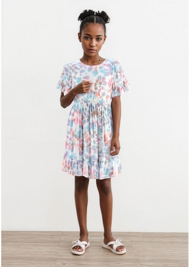 Happy girls Gedessineerde jurk met volant