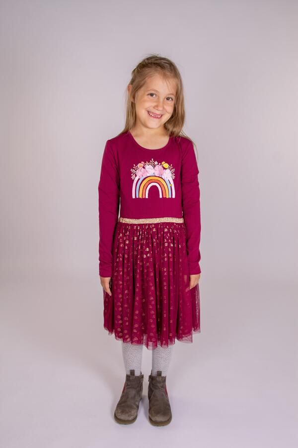 Happy girls Jerseyjurk met tule rok en hoogwaardige bloemapplicatie op het frontmotief - Foto 4