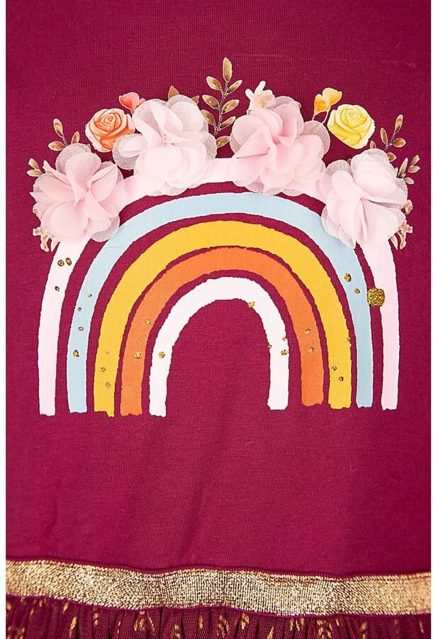 Happy girls Jerseyjurk met tule rok en hoogwaardige bloemapplicatie op het frontmotief
