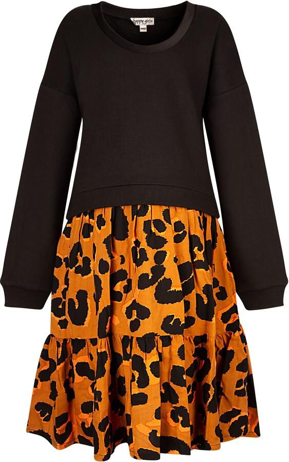 Happy girls Midi-jurk met aangezette rok in trendy animal-alloverprint