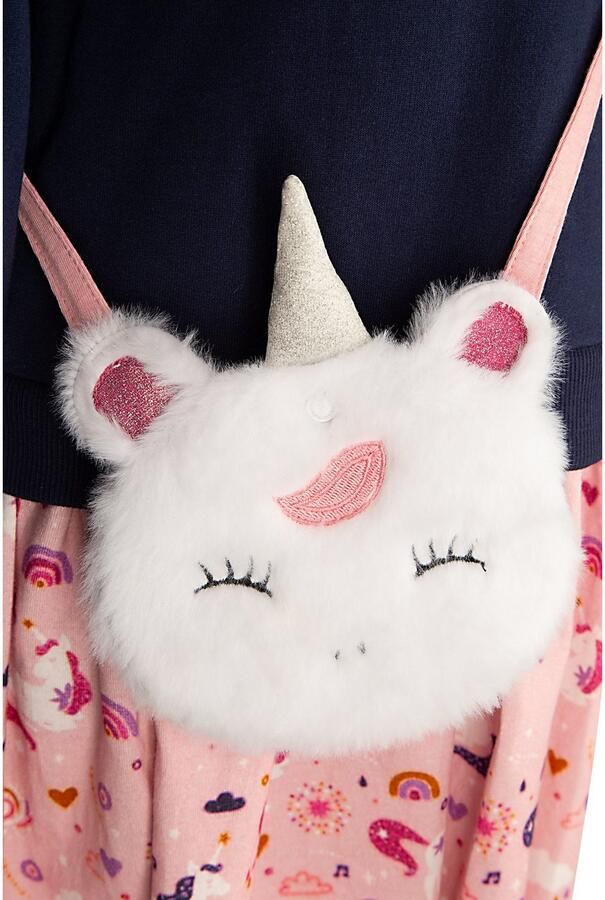 Happy girls Sweatjurk met kleine schoudertas in eenhoorn-look (set 2-delig)