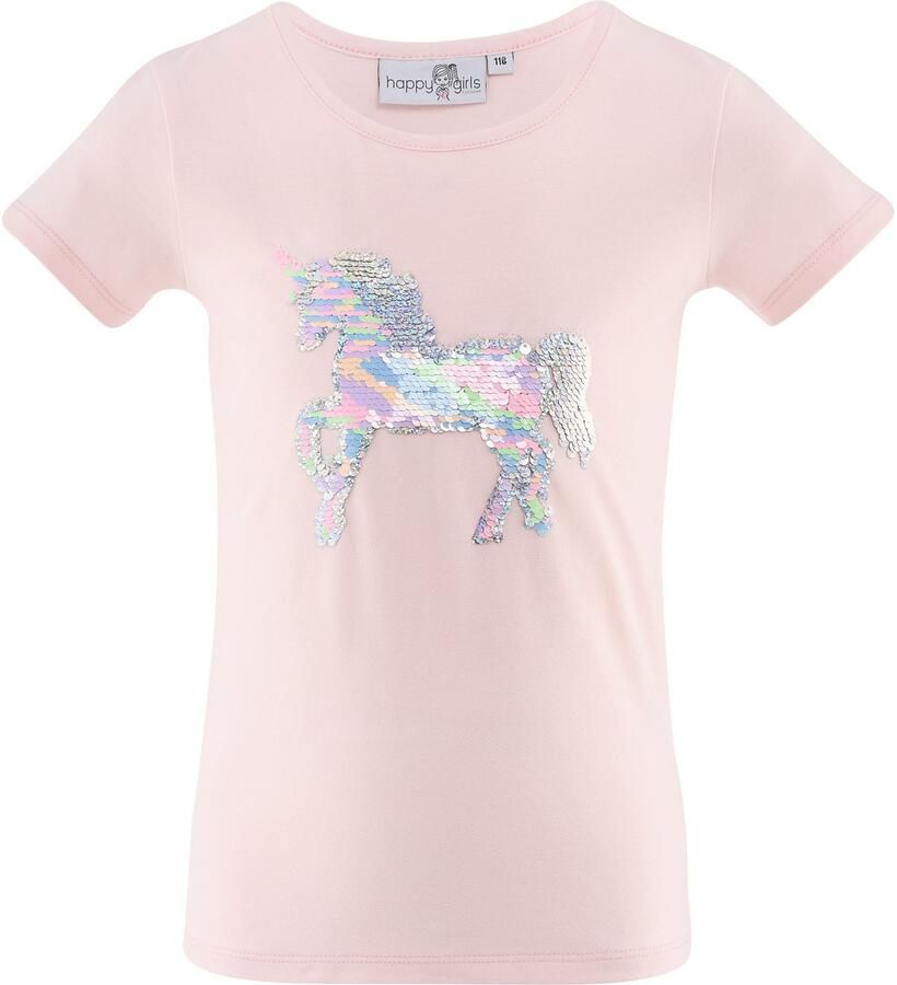 Happy girls T-shirt met hoogwaardig pailletten-eenhoornmotief - Foto 3