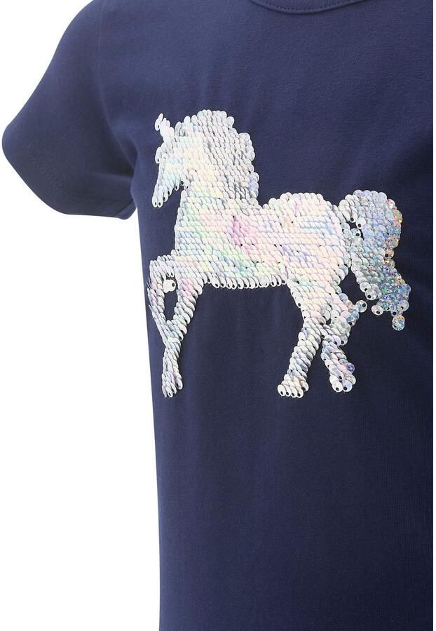 Happy girls T-shirt met hoogwaardig pailletten-eenhoornmotief