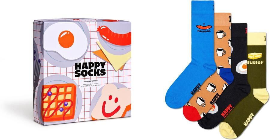 Happy Socks Lange sokken met leuke ontbijt-motieven (Set van 4) - Foto 5