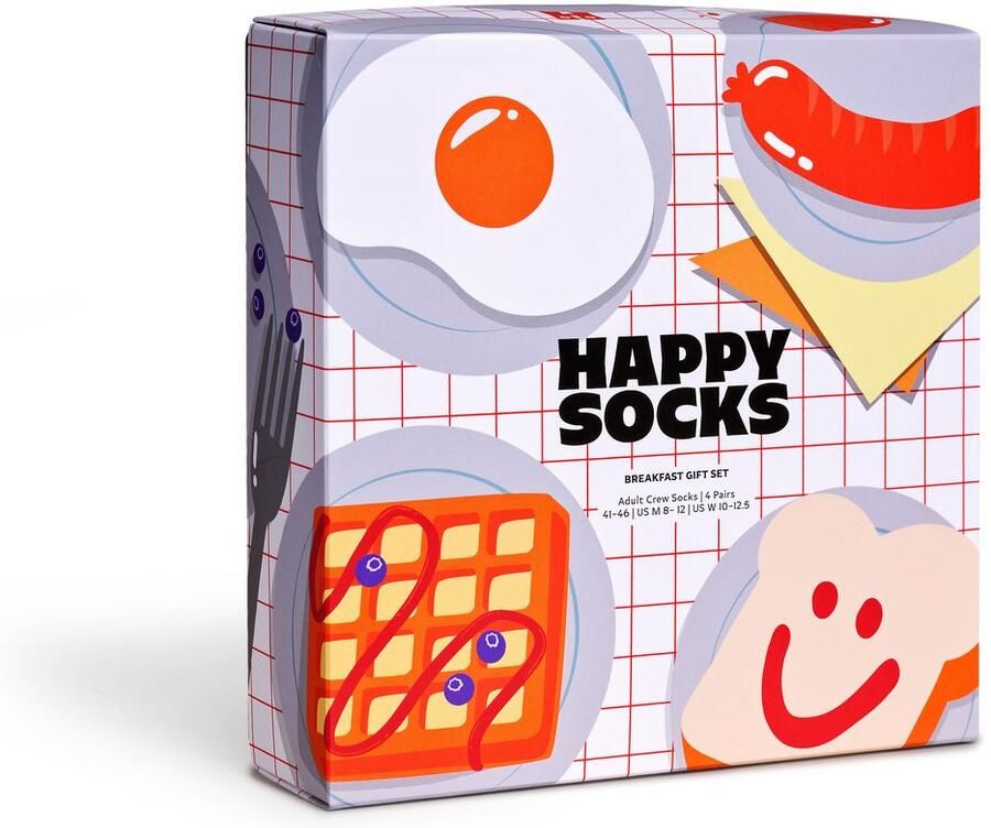 Happy Socks Lange sokken met leuke ontbijt-motieven (Set van 4)