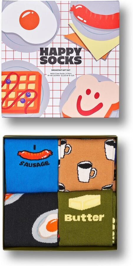 Happy Socks Lange sokken met leuke ontbijt-motieven (Set van 4) - Foto 4