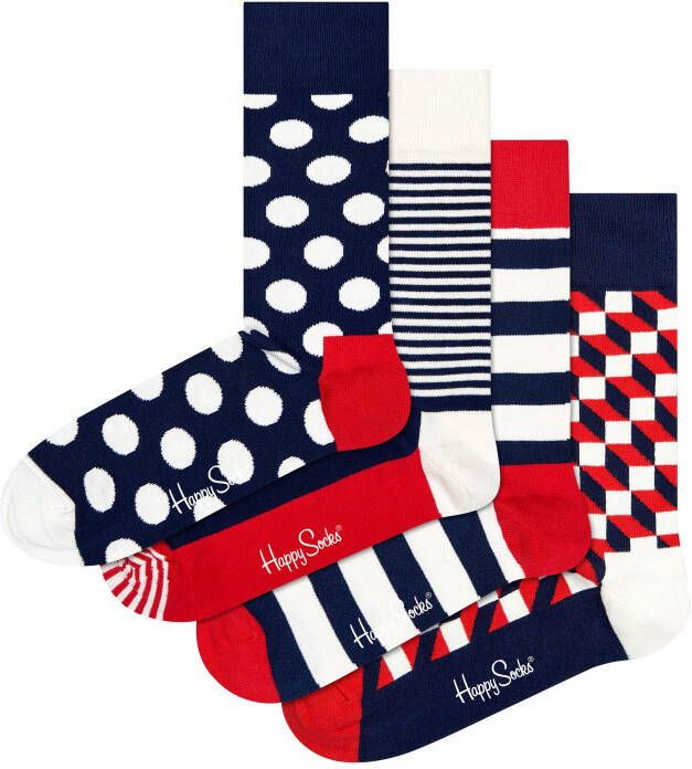 Happy Socks Sokken 4-Pack Classic Navy Socks Gift Set (set 4 paar)