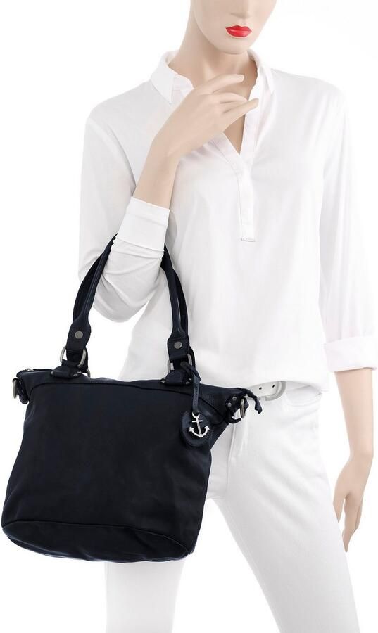 HARBOUR 2nd Shopper Bianca van leer met kenmerkende merk-anker-label en sierhanger - Foto 3