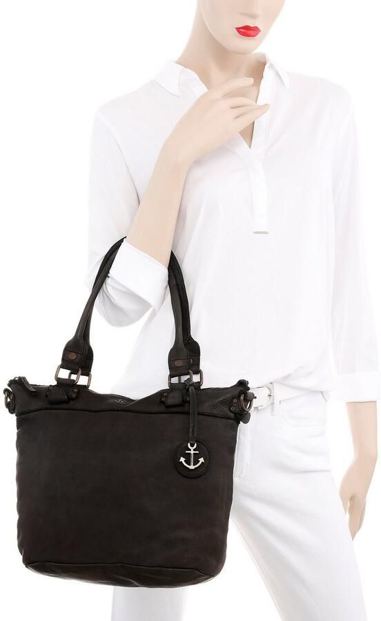 HARBOUR 2nd Shopper Bianca van leer met kenmerkende merk-anker-label en sierhanger