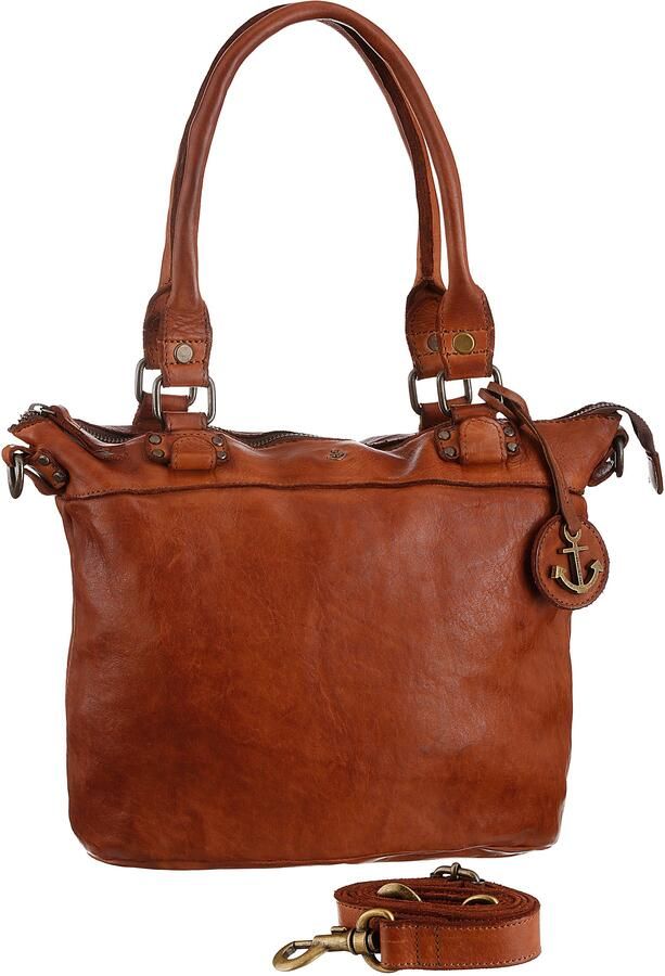 HARBOUR 2nd Shopper Bianca van leer met kenmerkende merk-anker-label en sierhanger - Foto 4