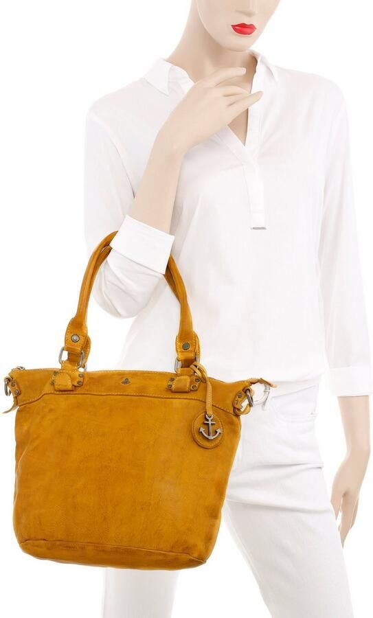 HARBOUR 2nd Shopper Bianca van leer met kenmerkende merk-anker-label en sierhanger - Foto 2