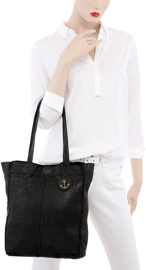 HARBOUR 2nd Shopper Elbe 1 van leer met kenmerkende merk-anker-label en sierhanger - Foto 3