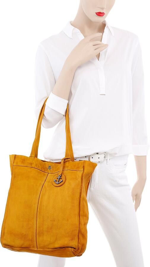 HARBOUR 2nd Shopper Elbe 1 van leer met kenmerkende merk-anker-label en sierhanger - Foto 3