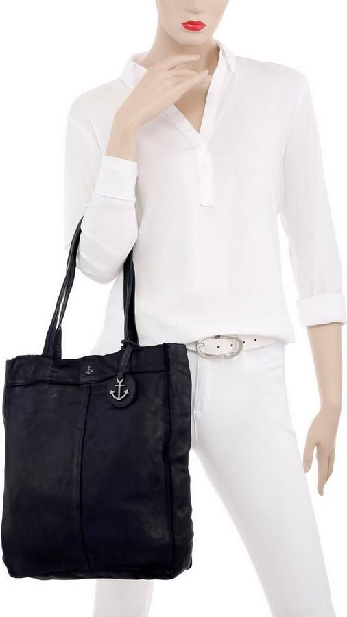 HARBOUR 2nd Shopper Elbe 1 van leer met kenmerkende merk-anker-label en sierhanger - Foto 3