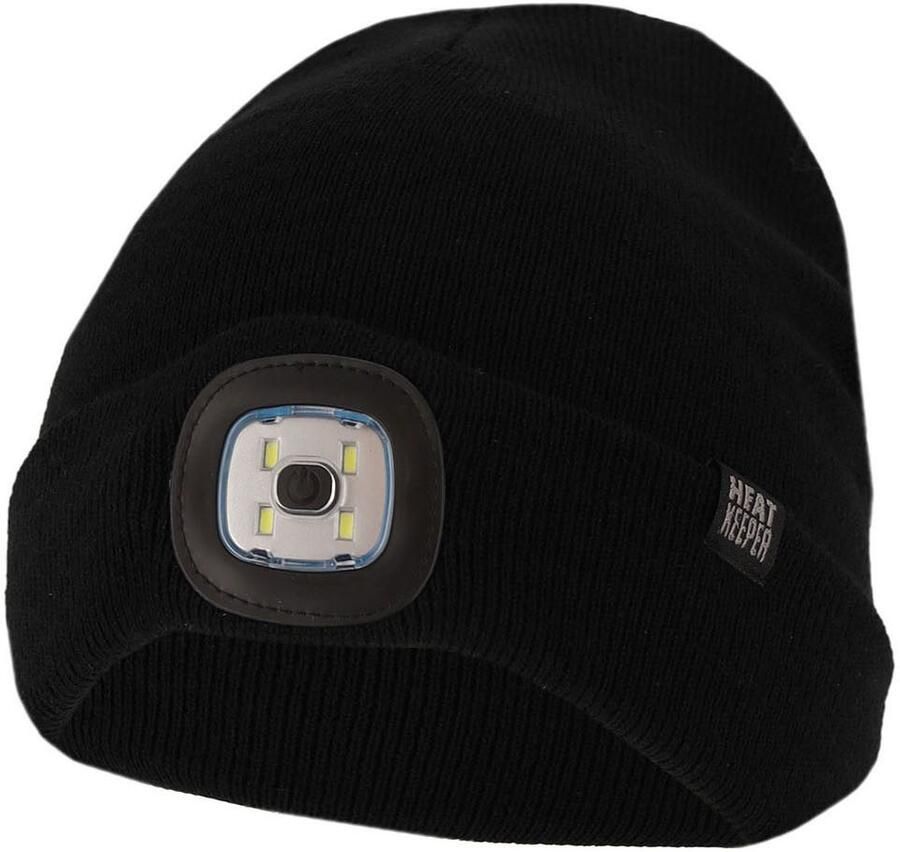 HEAT keeper Gebreide muts THERMAL BEANIE+LED LIGHT RECHARGE oplaadbare afneembare led-lamp voor de donkere tijd van het jaar (2 stuks)