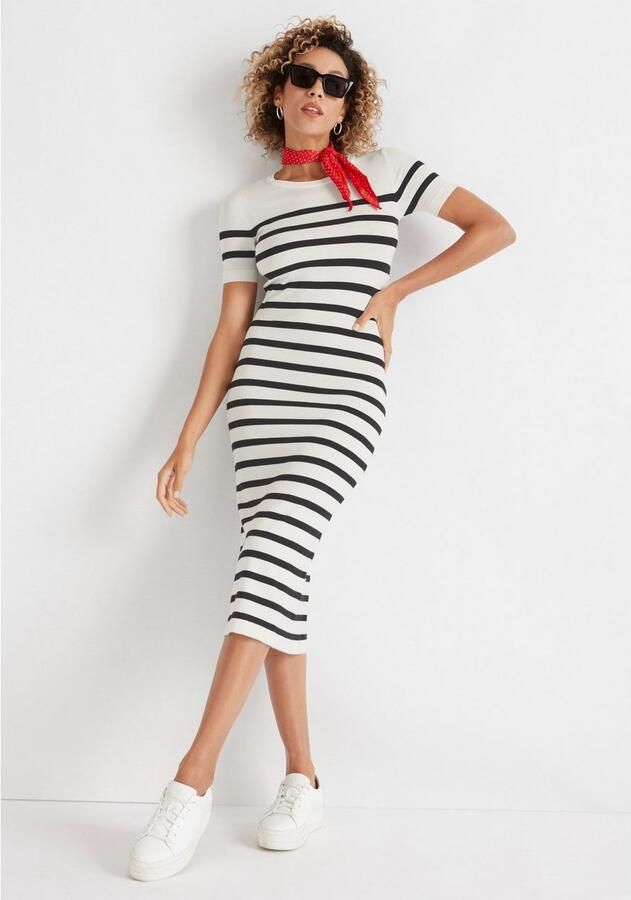 HECHTER PARIS Gebreide jurk met strepen - Foto 4