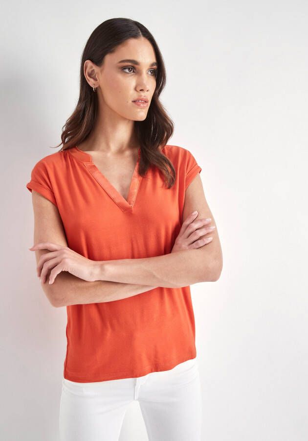 HECHTER PARIS Shirt met korte mouwen met satijnen biezen bij de hals