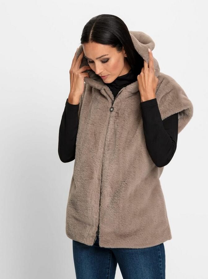 Heine Mouwloos vest van imitatiebont