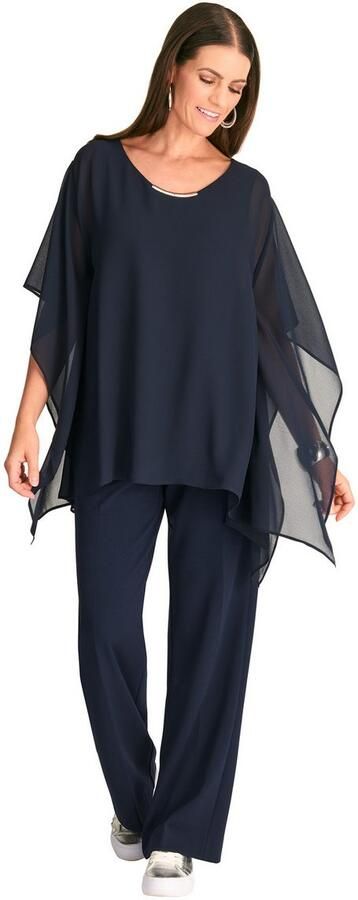 HER N LANGE Collection Poncho met wijde mouwen poncho transparant
