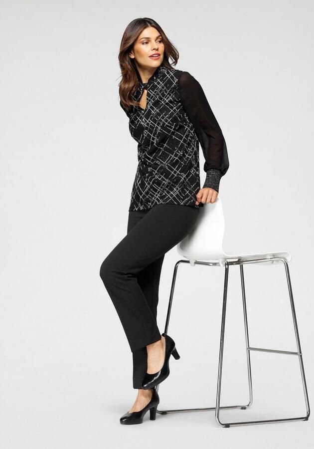 HERMANN LANGE Collection Stretchbroek in elegant comfortmodel met persplooien - Foto 1