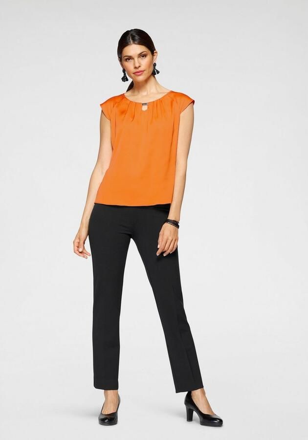 HERMANN LANGE Collection Stretchbroek in elegant comfortmodel met persplooien - Foto 4