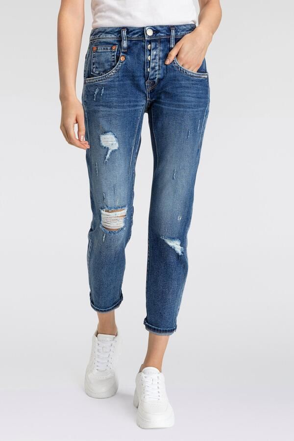 Herrlicher 7 8 jeans Shyra Cropped Denim Comfort met half blinde knoopsluiting - Foto 6