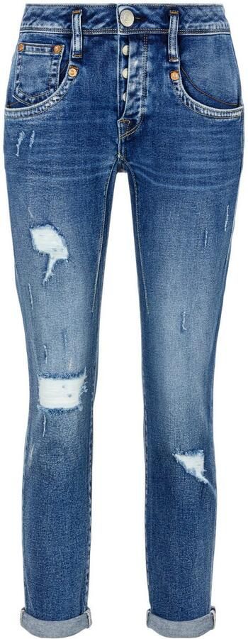 Herrlicher 7 8 jeans Shyra Cropped Denim Comfort met half blinde knoopsluiting - Foto 3