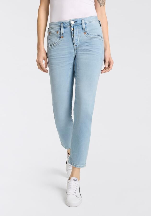 Herrlicher 7 8 jeans Shyra Cropped Denim Comfort met half blinde knoopsluiting - Foto 5