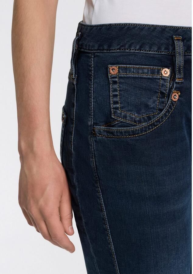 Herrlicher 7 8 jeans Shyra Cropped Denim Stretch met half blinde knoopsluiting
