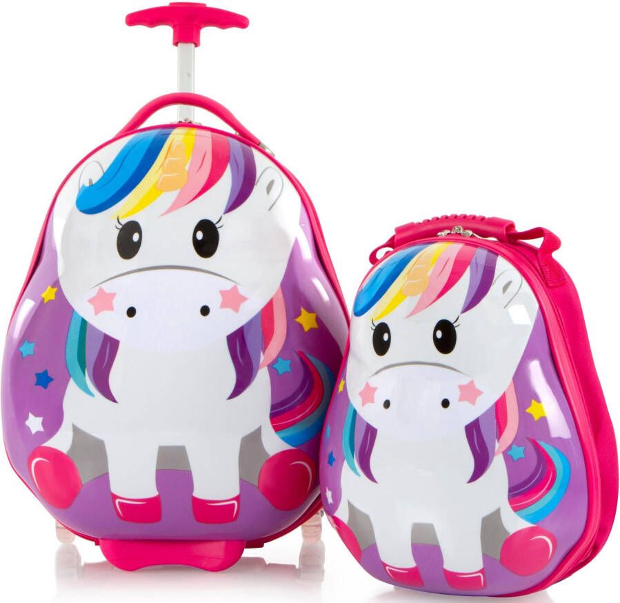 Heys Kinderkoffer Travel Tots 46 cm eenhoorn x Joachim Llambi kindertrolley kinder reisbagage (set 2 stuks)