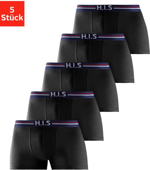 H.I.S Boxershort voor heren met strepen en logo in de band (set 5 stuks)