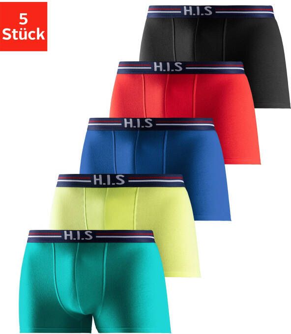 H.I.S Boxershort voor heren met strepen en logo in de band (set 5 stuks)