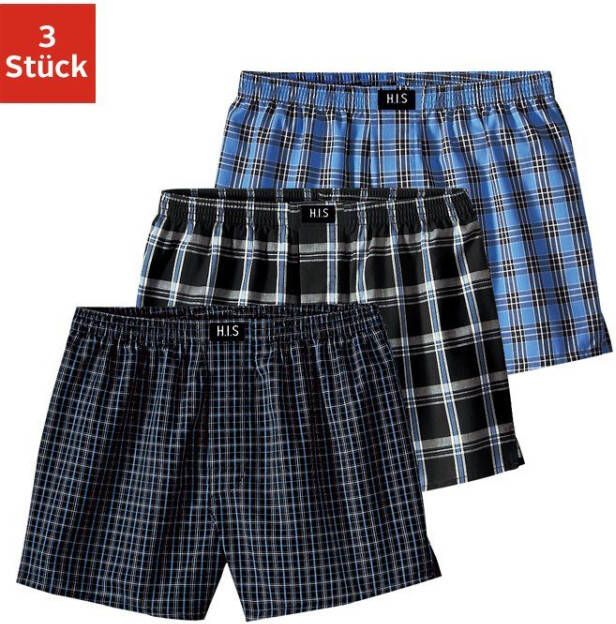 H.I.S Boxershort voor jongens in verschillende coole ruiten (set 3 stuks)