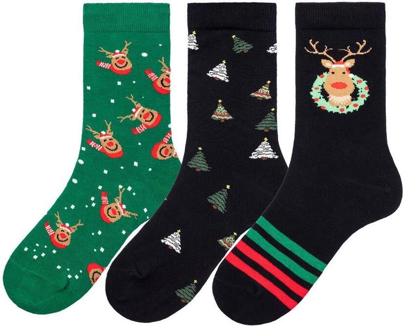 H.I.S Basic sokken Kerstsokken Kerstmis met kerstmotieven (set 3 paar) - Foto 4