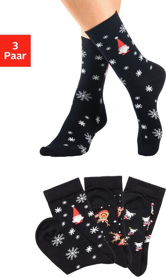 H.I.S Basic sokken Kerstsokken Kerstmis met kerstmotieven (set 3 paar) - Foto 8