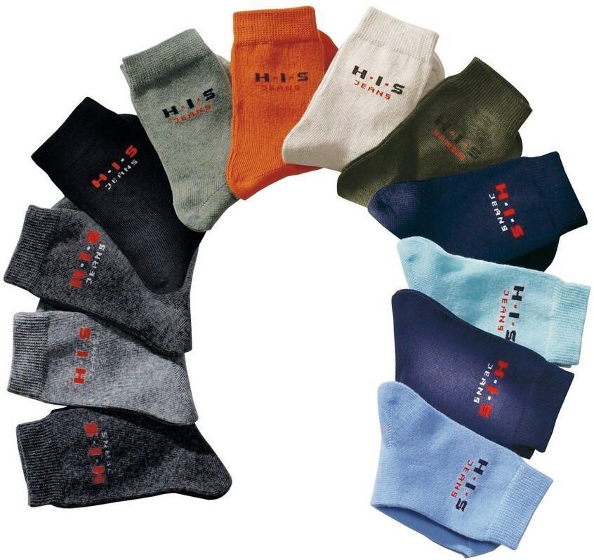 H.I.S Basic sokken met contrastkleurig logo (set 4 paar)