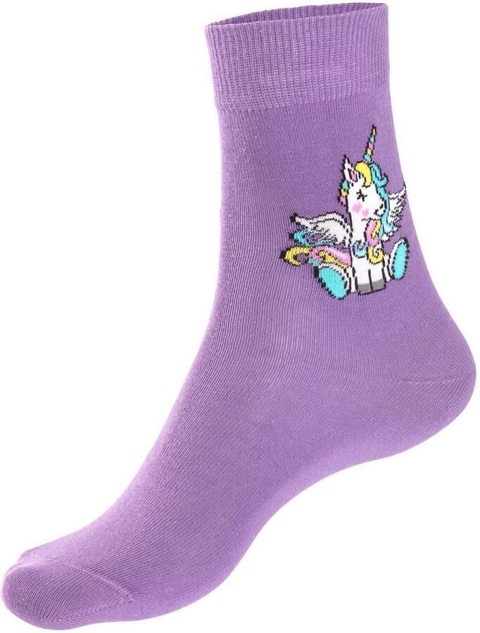 H.I.S Basic sokken met eenhoorn motieven (set 4 paar)