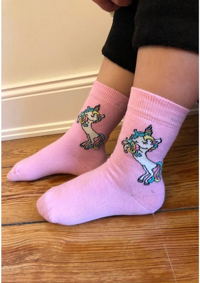 H.I.S Basic sokken met eenhoorn motieven (set 4 paar) - Foto 5