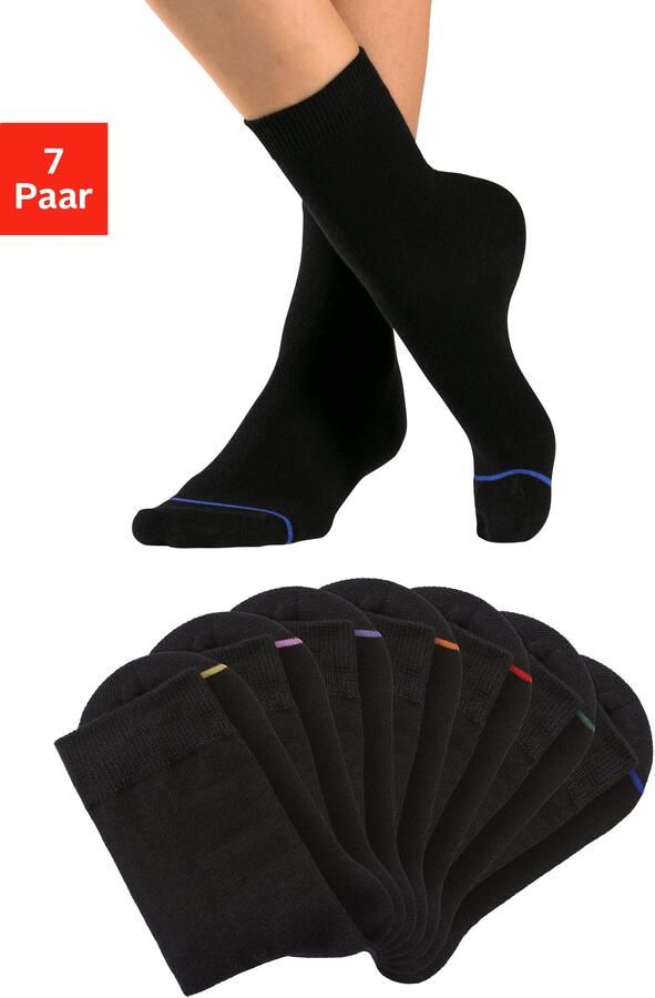 H.I.S Basic sokken met gebreide gekleurde kantnaad (set 7 paar) - Foto 10