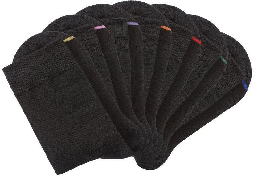 H.I.S Basic sokken met gebreide gekleurde kantnaad (set 7 paar) - Foto 9