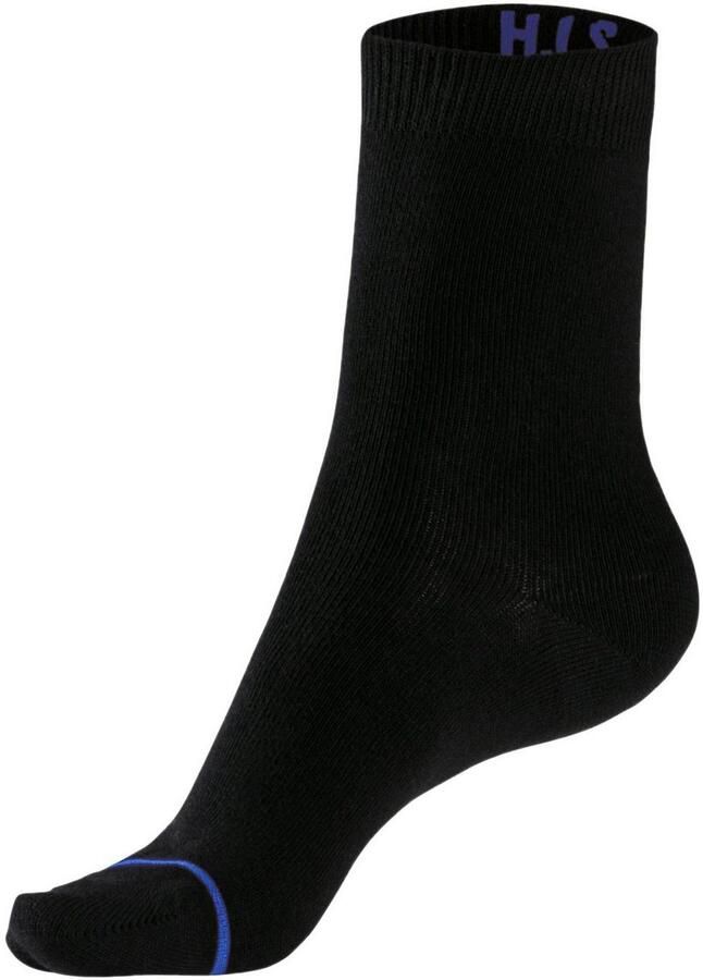 H.I.S Basic sokken met gebreide gekleurde kantnaad (set 7 paar)
