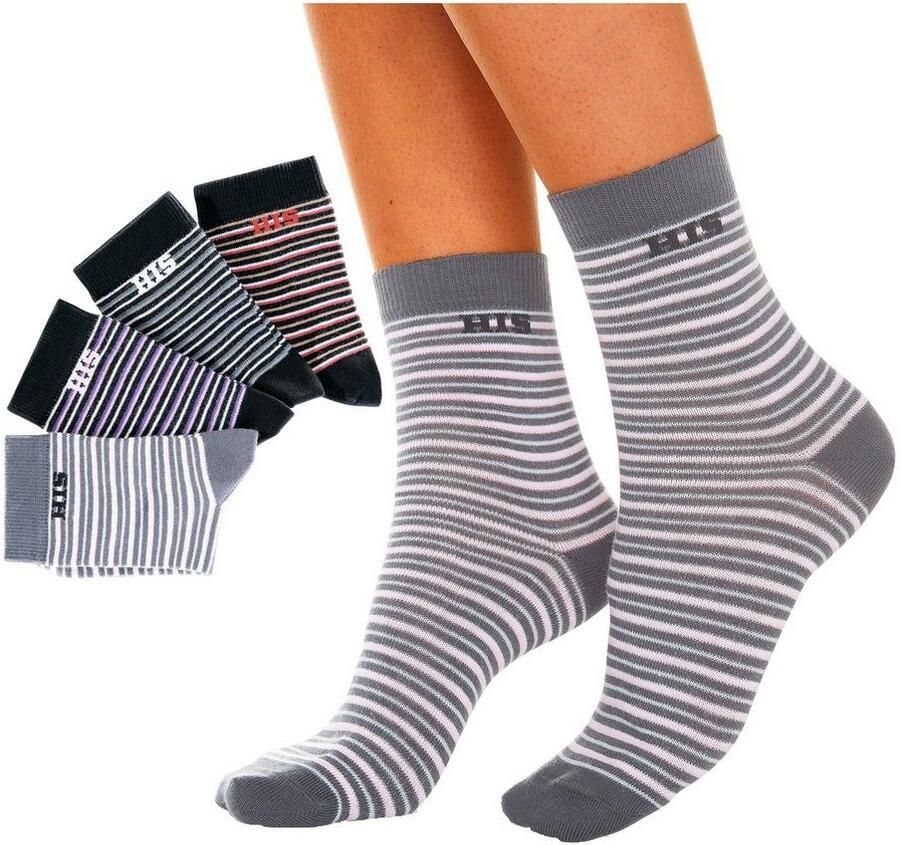 H.I.S Basic sokken met ingebreid logo (set 4 paar)