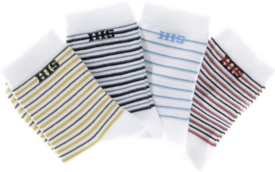 H.I.S Basic sokken met ingebreid logo (set 4 paar) - Foto 3