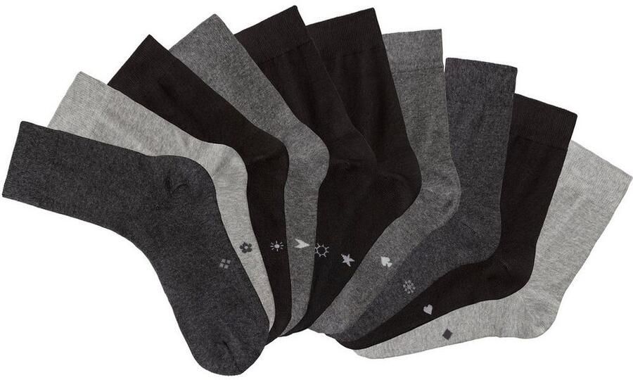H.I.S Basic sokken met ingebreide symbolen (set 10 paar) - Foto 6