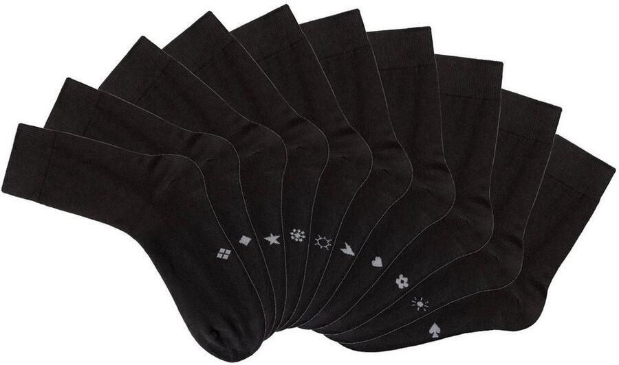 H.I.S Basic sokken met ingebreide symbolen (set 10 paar) - Foto 4