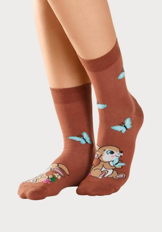 H.I.S Basic sokken met konijnenmotieven (set 5 paar) - Foto 5